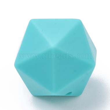 17mm Turquoise Polygon Silicone Beads
