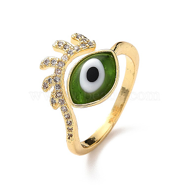Lampwork Evil Eye Cuff Ring with Clear Cubic Zirconia(RJEW-L104-04G)-2