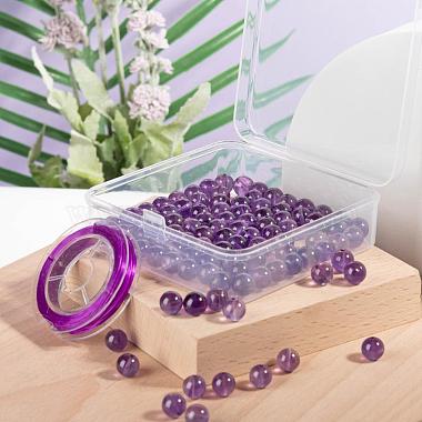 100Pcs 8mm Natural Amethyst Round Beads(DIY-LS0002-40)-5