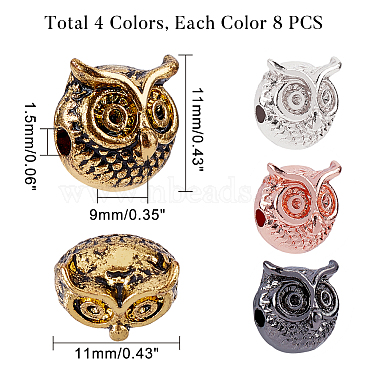 Owl Alloy Beads(PALLOY-FH0001-07-RS)-2