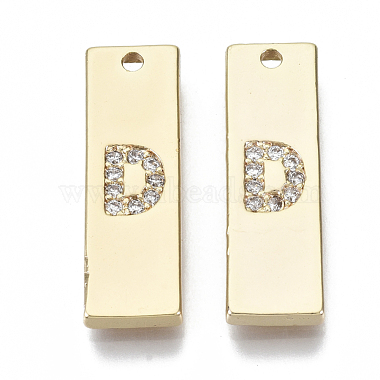 Real 18K Gold Plated Clear Rectangle Brass+Cubic Zirconia Pendants