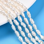Natural Cultured Freshwater Pearl Beads Strands, Baroque Pearls Keshi Pearl Beads, Two Sides Polished, Creamy White, 7~14x4~5.5x4~5.5mm, Hole: 0.5mm, about 34~45pcs/strand, 13.98~14.57 inch(35.5~37cm)(X-PEAR-N014-04H)