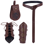 Imitation Leather Waist Belts & Bag, Medieval Viking Renaissance Accessories, with Alloy Findings, Sienna, 215x245x1mm(DIY-WH0622-692)