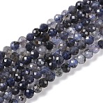 Natural Iolite Beads Strands, Faceted, Round, 4~4.5mm, Hole: 0.7mm, about 88~107pcs/strand, 14.80~15.59''(37.6~39.6cm)(X-G-G139-A11-03)