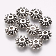 CCB Plastic Beads, Flower, Antique Silver, 17x8mm, Hole: 4mm(CCB-G008-12AS)