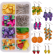 DIY Earring Making, Resin Pendants and Polymer Clay Beads, Brass Earring Hooks and Iron Findings, Mixed Shapes, Mixed Color, 11x7x3cm(DIY-SC0005-86)