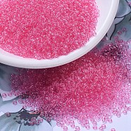 MIYUKI Round Rocailles Beads, Japanese Seed Beads, 11/0, (RR1319) Dyed Transparent Hot Pink, 2x1.3mm, Hole: 0.8mm, about 1111pcs/10g(X-SEED-G007-RR1319)
