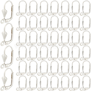 200Pcs Brass Leverback Earring Findings, Ear Wire with Loops, Platinum, 18x10mm, Hole: 2mm(KK-SP0001-04P)