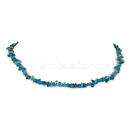 Natural Apatite Chip Beaded Necklace, Stainless Steel Color, 15.94~15.98 inch(40.5~40.6cm)(NJEW-JN04615-15)