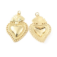 Rack Plating Brass Pendants, Cadmium Free & Lead Free, Long-Lasting Plated, with Jump Ring, Sacred Heart Charm, Real 18K Gold Plated, 37x25.5x4mm, Hole: 3.2mm(KK-C021-05G)