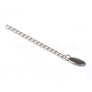 304 Stainless Steel Chain Extender, with Flat Oval Chain Tab, Stainless Steel Color, 61x3mm(STAS-G130-13P)