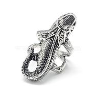 Alloy Finger Rings, Gecko, Size 9, Antique Silver, 19mm(RJEW-S038-090-19mm)
