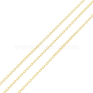 Brass Cable Chains, Long-Lasting Plated, with Spool, Cadmium Free & Lead Free, Soldered, Real 18K Gold Plated, 2x1.5x1mm, about 32.8 Feet(10m)/roll(CHC-D030-13G-RS)