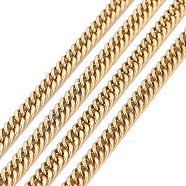 3.28 Feet Ion Plating(IP) 304 Stainless Steel Diamond Cut Curb Chains, Cuban Link Chain, Unwelded, Faceted, Golden, 5x3.5x0.7mm(X-CHS-F013-02G)