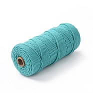 Cotton String Threads for Crafts Knitting Making, Medium Turquoise, 3mm, about 109.36 Yards(100m)/Roll(KNIT-PW0001-01-35)
