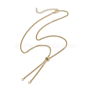 Adjustable 304 Stainless Steel Curb Chains Necklaces Making, with Slide Stopper Beads and Lobster Claw Clasps, Golden, 20.47 inch(52cm), Inner Diameter: 0.12 inch(0.3cm)(AJEW-JB01214-02)