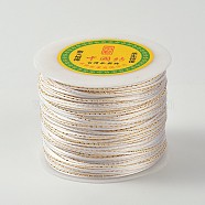 Gold Line Round String Polyester Cords, White, 2mm, about 109.36 yards(100m)/roll(OCOR-F002-800)