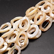 Natural Trochid Shell/Trochus Shell Beads Strands, Oval, PeachPuff, 25x18x3~4mm, Hole: 1mm, about 16pcs/strand, 15.75 inch(SSHEL-K008-07)