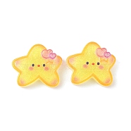 Translucent Resin Cabochons, Glitter Star, Yellow, 23x27x6mm(X-CRES-O006-09)