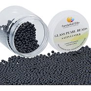 Eco-Friendly Dyed Glass Pearl Round Beads, Black, 3mm, Hole: 0.7~1.1mm, about 2000pcs/box(HY-PH0001-3mm-RB080)