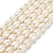 Natural Cultured Freshwater Pearl Beads Strands, Rice, Grade AB, Floral White, 10~10.5x8~9mm, Hole: 0.5mm, about 30~31pcs/strand, 13.39 inch(34cm)(PEAR-E016-083)