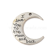 Tibetan Style Alloy Pendant, Cadmium Free & Lead Free, Moon, Antique Silver, 28.5x26.5x2mm, Hole: 1.8mm(FIND-A038-23AS)