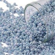 TOHO Round Seed Beads, Japanese Seed Beads, (1205) Opaque Cream Denim Marbled, 11/0, 2.2mm, Hole: 0.8mm, about 1110pcs/bottle, 10g/bottle(SEED-JPTR11-1205)