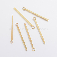 304 Stainless Steel Pendants, Bar, Real 24K Gold Plated, 18x1.5x1.5mm, Hole: 2mm(X-STAS-F155-19G-A)
