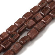 Natural Red Sesame Jasper Beads Strands, Rectangle, 8~9x6.5~7x4mm, Hole: 0.8mm, about 45pcs/strand, 15.16 inch(38.5cm)(G-G085-A14-01)