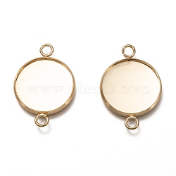 304 Stainless Steel Cabochon Connector Settings, Plain Edge Bezel Cups, Flat Round, Real 18K Gold Plated, Tray: 20mm, 31.5x22x2mm, Hole: 2.4~3mm(STAS-H130-23E-G)
