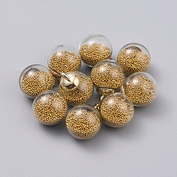 Transparent Glass Globe Pendants, with Glass Micro Beads inside & CCB Plastic Pendant Bails, Round, Light Gold, Gold, 21.5x16mm, Hole: 2.5mm(GLAA-TAC0002-K03)
