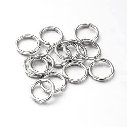 Eco-Friendly PVD Vacuum Plating & Long-Lasting Plated Brass Open Jump Rings, Platinum, 18 Gauge, 8x1mm, Inner Diameter: 6.4mm(KK-E663-8mm-P)