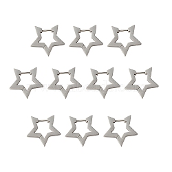 304 Stainless Steel Huggie Hoop Earrings, Star, Stainless Steel Color, 22.5x24.5x2.5mm, Pin: 1mm(STAS-S103-26P)