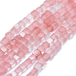 Cherry Quartz Glass Beads Strands, Cube, 3~4.5x3~4.5x3~5mm, Hole: 0.8~1mm, about 89~97pcs/strand, 15.1~15.5 inch(38.5~39.5cm)(G-F631-C06)