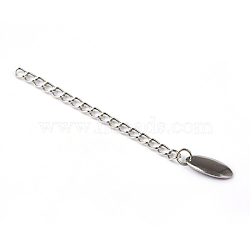 Tarnish Resistant 304 Stainless Steel Chain Extender, with Flat Oval Chain Tab, Stainless Steel Color, 61x3mm(STAS-G130-13P)