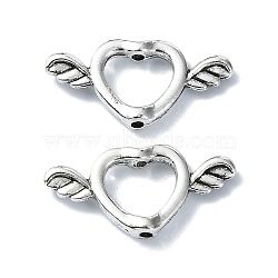 Tibetan Style Alloy Bead Frame, Heart with Wings, Antique Silver, 14x28x4mm, Hole: 1.6mm, Inner Diameter: 9x10mm, about 301pcs/500g(TIBEB-F065-18AS)