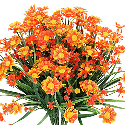 Plastic Artificial Daisy Flowers Bundles, for Indoor Outdoor Home Garden Porch Window Plant Decoration, Dark Orange, 380mm(PW22052818750)