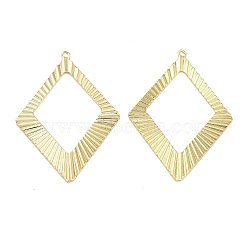 Brass Pendants, Real 18K Gold Plated, Rhombus, 41x29x1mm, Hole: 1.4mm(KK-B112-03G-01)