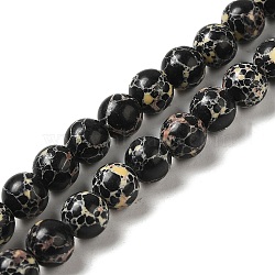 Synthetic Imperial Jasper Dyed Beads Strands, Round, Black, 8mm, Hole: 1.2mm, about 47~48pcs/strand, 14.96''~15.16''(38~38.5cm)(G-P507-01A-03)
