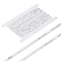 5M Sparkle Metallic Polyester Lace Ribbon, with Paillette, Clothing Accessories, White, 1/2 inch(12mm), 5m(OCOR-LP0001-23B)