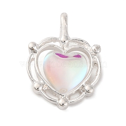 Rack Plating Alloy Resin Pendants, Heart, Silver, 18.5x13.5x4.5mm, Hole: 2mm(FIND-Q116-01S)