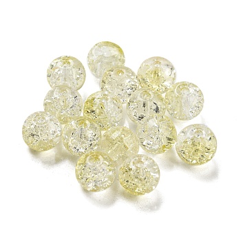 Transparent Spray Painting Crackle Glass Beads, Round, Champagne Yellow, 8mm, Hole: 1.6mm, 300pcs/bag