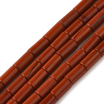 Natural Red Jasper Beads Strands, Column, 8x4mm, Hole: 0.7mm, about 48pcs/strand, 15.35~15.43''(39~39.2cm)