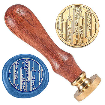 Wax Seal Stamp Set, Brass Sealing Wax Stamp Head, with Wood Handle, for Envelopes Invitations, Gift Card, Wind Chime, Rectangle, 83x22mm, Stamps: 25x14.5mm