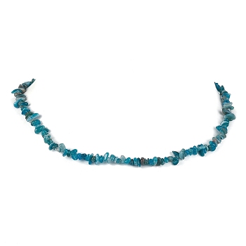 Natural Apatite Chip Beaded Necklace, Stainless Steel Color, 15.94~15.98 inch(40.5~40.6cm)