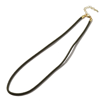 Nylon Milan Cord Necklace Making, with Brass Findings and Stainless Steel Claw Lobster Clasps, Golden, Long-Lasting Plated, Dark Olive Green, 17.91~18.31 inch(45.5~46.5cm)