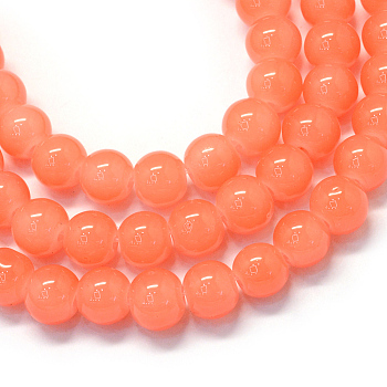 Baking Painted Imitation Jade Glass Round Bead Strands, Light Salmon, 4.5~5mm, Hole: 1mm, about 200~210pcs/strand, 31.4 inch