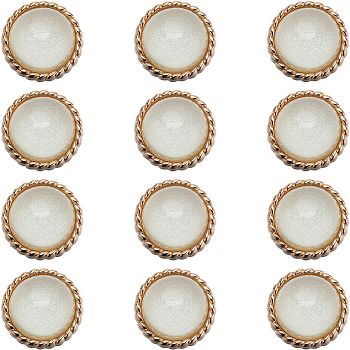 12Pcs ABS Plastic Shank Buttons, with Light Gold Tone Alloy Findings, 1-Hole, Half Round, Beige, 25x16mm, Hole: 2mm