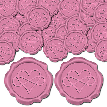 25Pcs Adhesive Wax Seal Stickers, Envelope Seal Decoration, For Craft Scrapbook DIY Gift, Hot Pink, Heart, 30mm