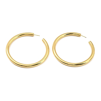 Rack Plating Brass Ring Stud Earrings, Half Hoop Earrings, Long-Lasting Plated, Cadmium Free & Lead Free, Real 18K Gold Plated, 80x6mm